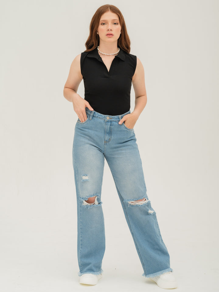 JEANS WIDE LEG AZUL MEDIO