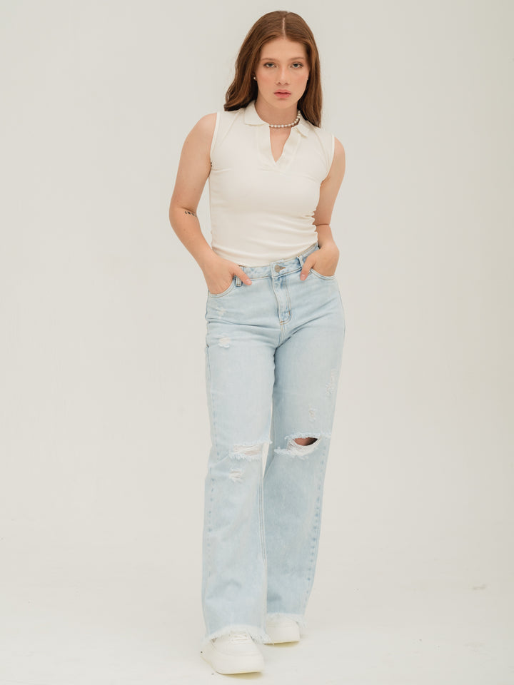 JEANS WIDE LEG HIELO