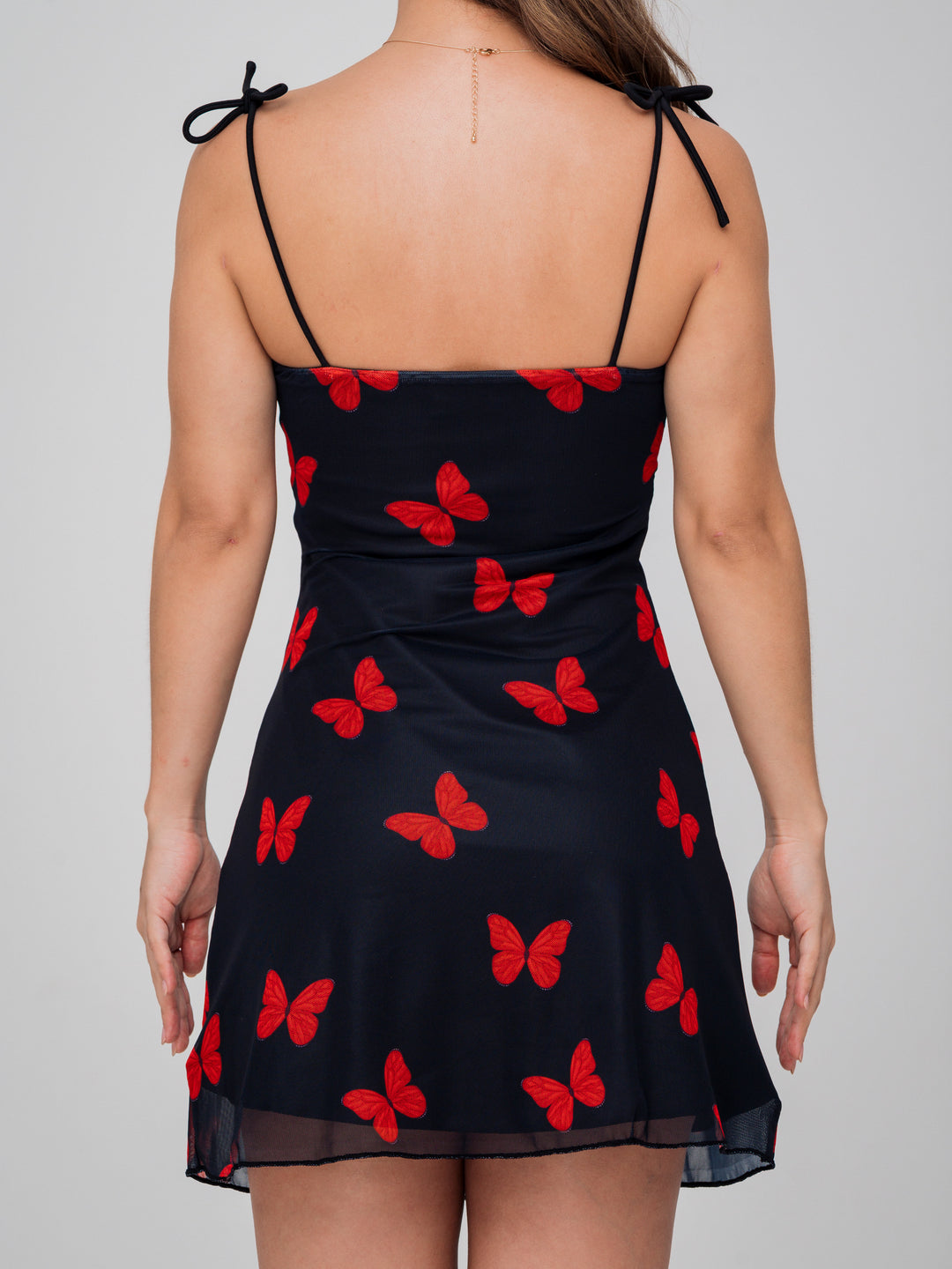 BUTTERFLY MESH BLACK DRESS