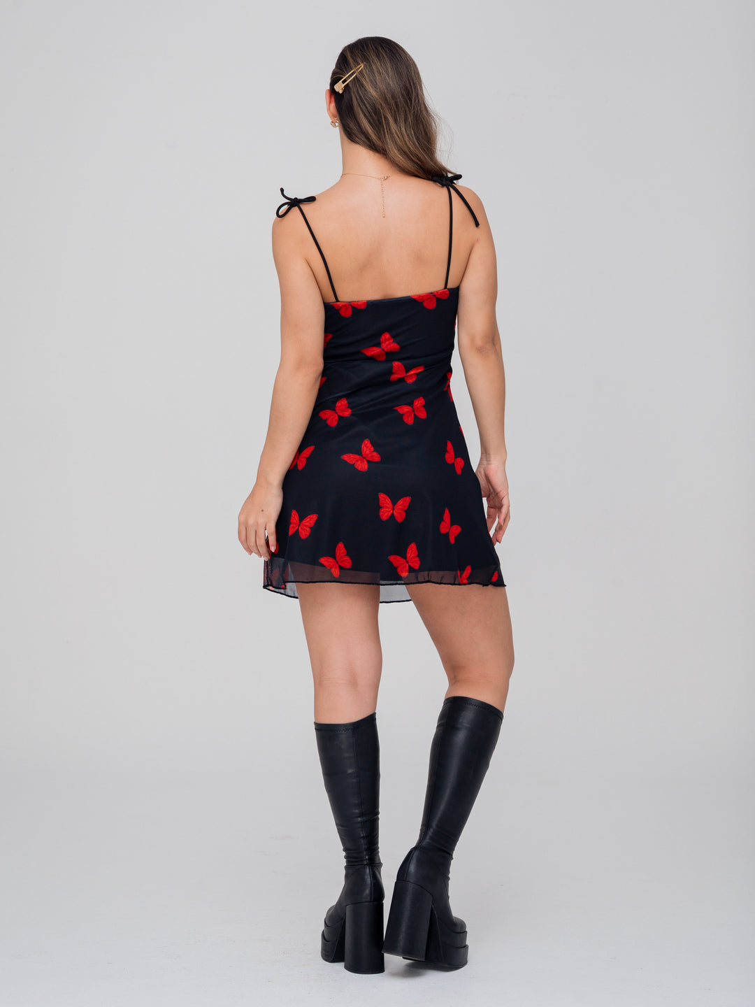 BUTTERFLY MESH BLACK DRESS