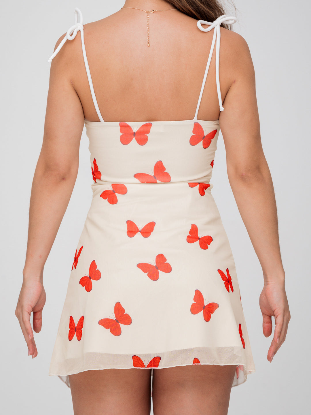 BUTTERFLY MESH IVORY DRESS