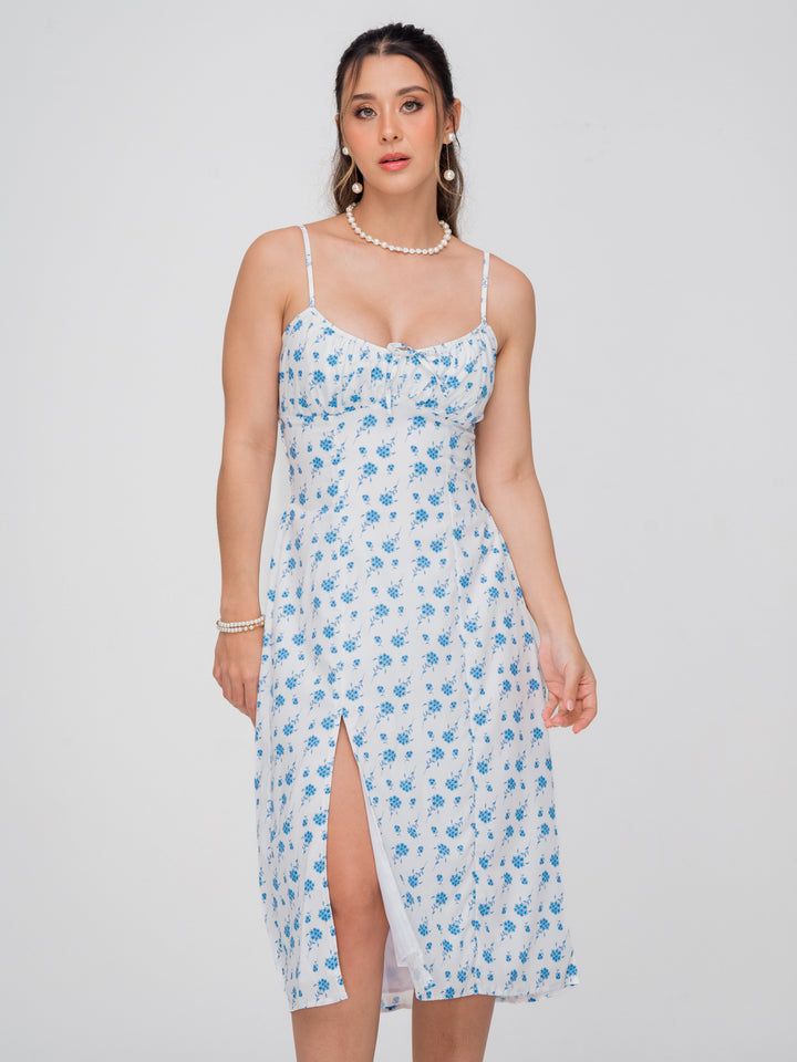 VESTIDO ALICE BLANCO FLORAL AZUL