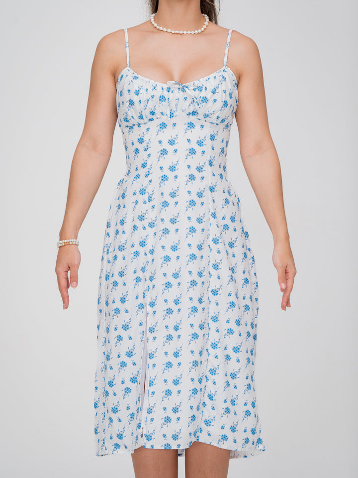 VESTIDO ALICE BLANCO FLORAL AZUL