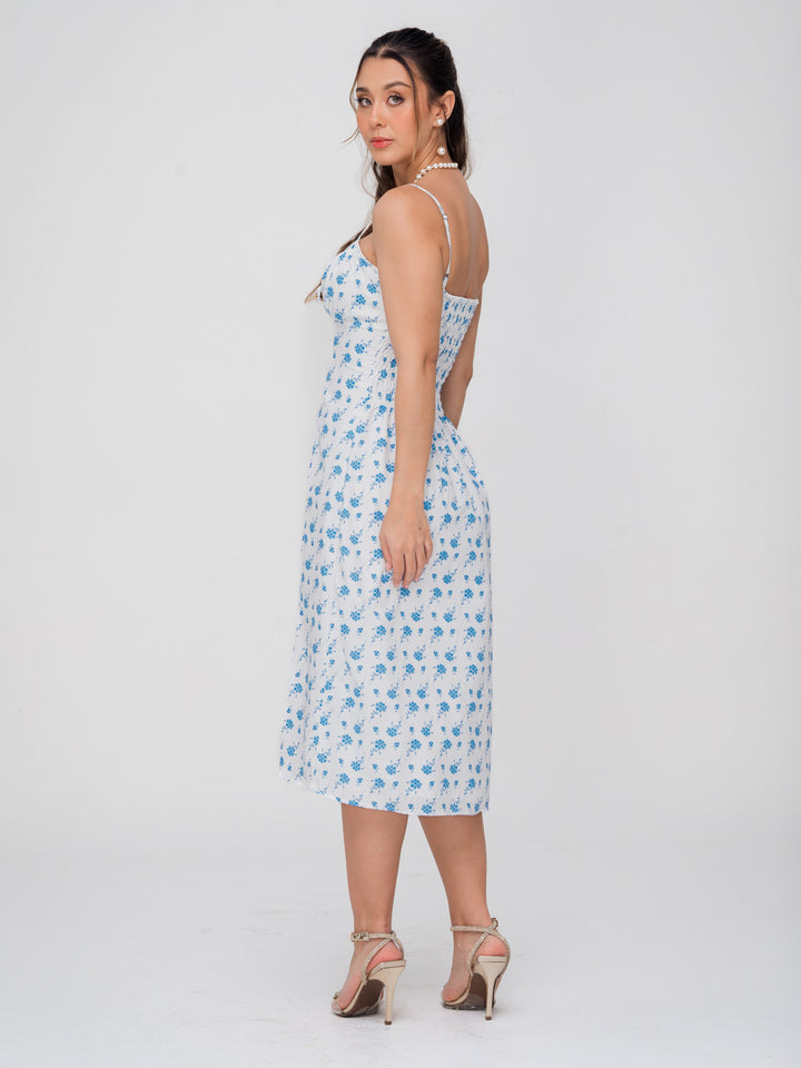 VESTIDO ALICE BLANCO FLORAL AZUL