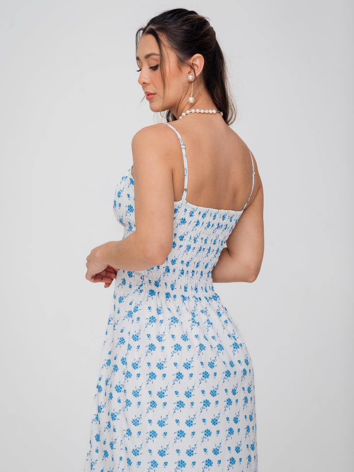 VESTIDO ALICE BLANCO FLORAL AZUL