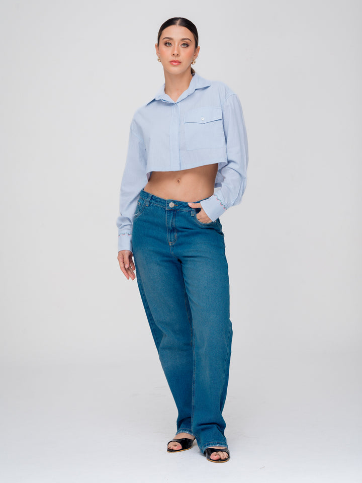 MOM JEANS AZUL OSCURO