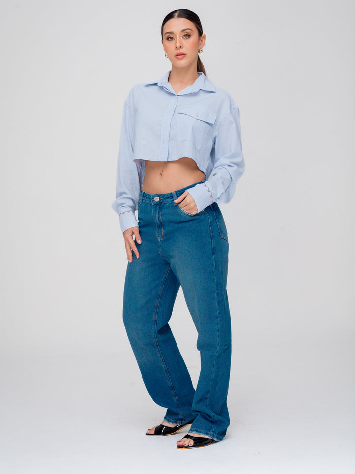 MOM JEANS AZUL OSCURO