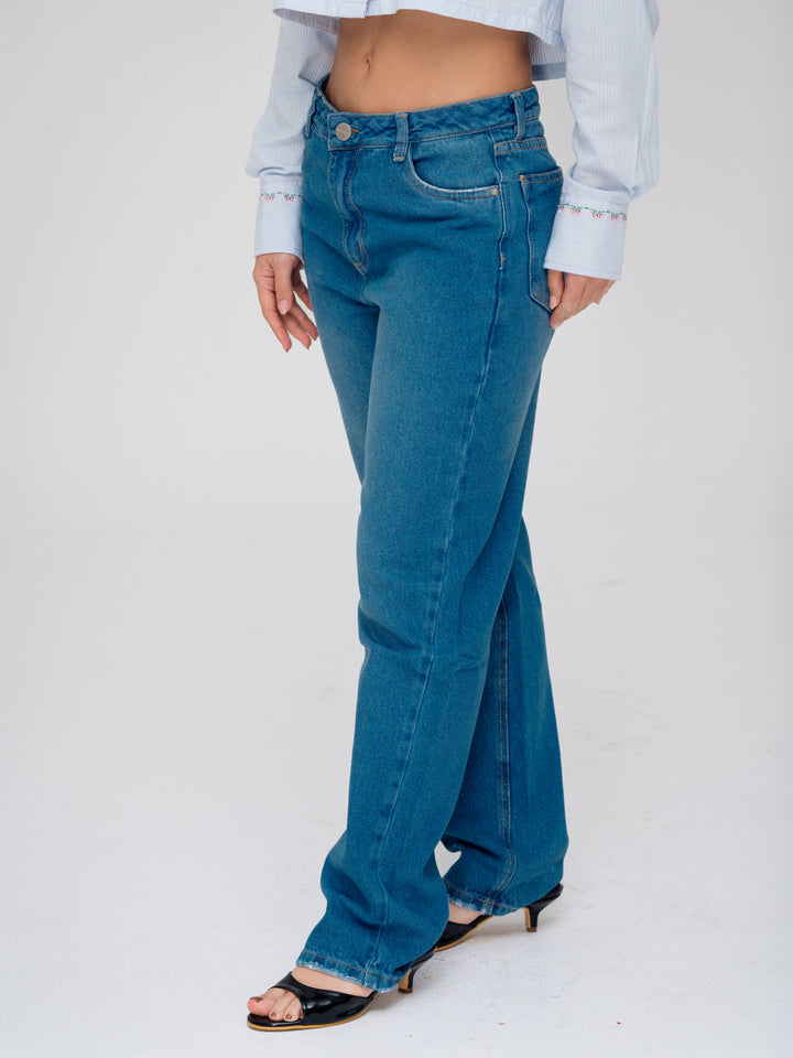 MOM JEANS AZUL OSCURO