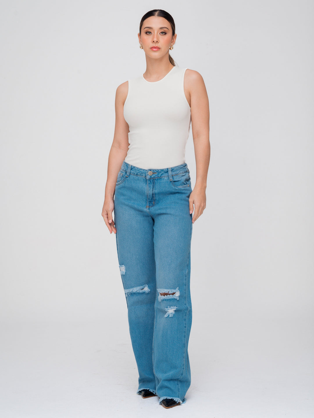 JEANS WIDE LEG AZUL MEDIO