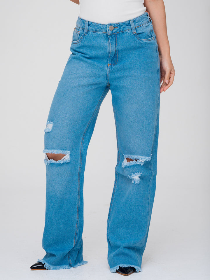 JEANS WIDE LEG AZUL MEDIO