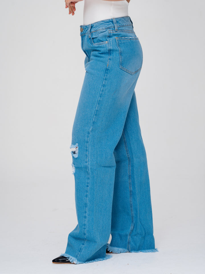 JEANS WIDE LEG AZUL MEDIO