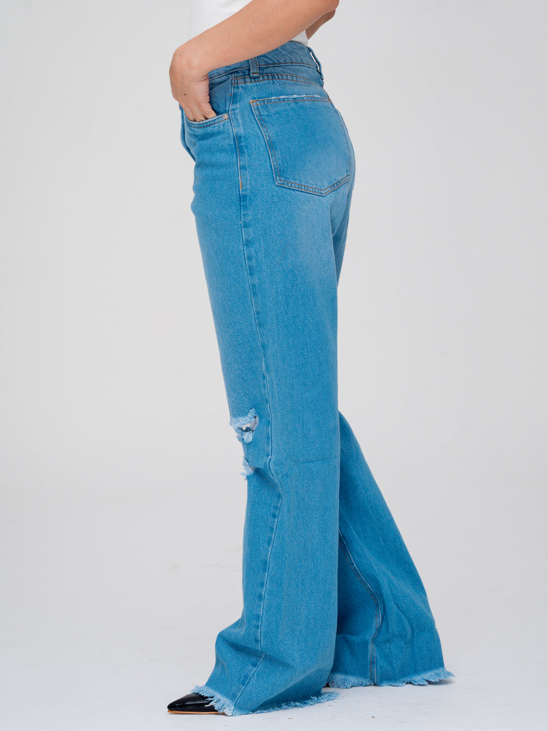 JEANS WIDE LEG AZUL MEDIO