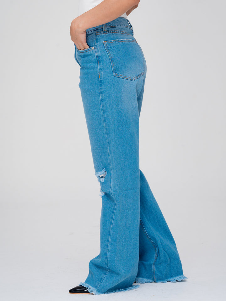JEANS WIDE LEG AZUL MEDIO